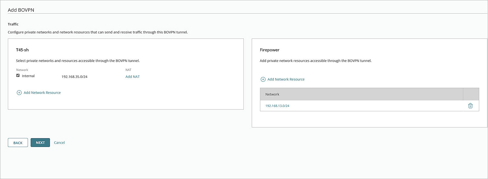 Screenshot of the Traffic settings